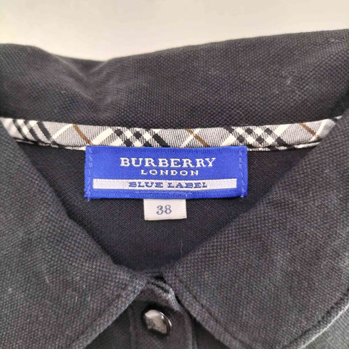バーバリーブルーレーベル BURBERRY BLUE LABEL リボン袖 ホースロゴ 刺繍 ポロシャツ レディース JPN:38