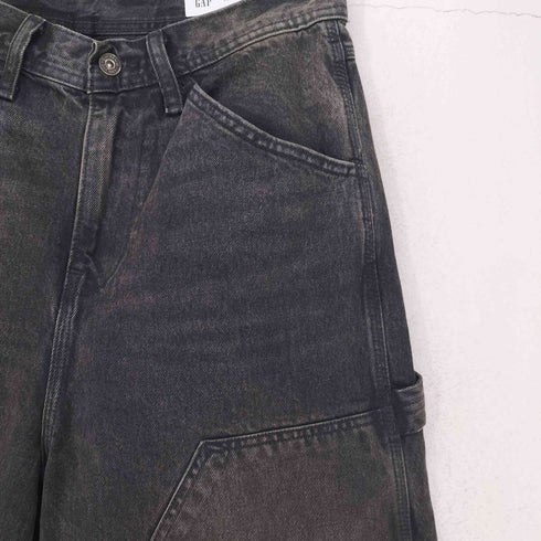 ギャップ Gap 26SS バギー ダブルニー ペインター ブラック デニム ハーフパンツ ショーツ メンズ 28