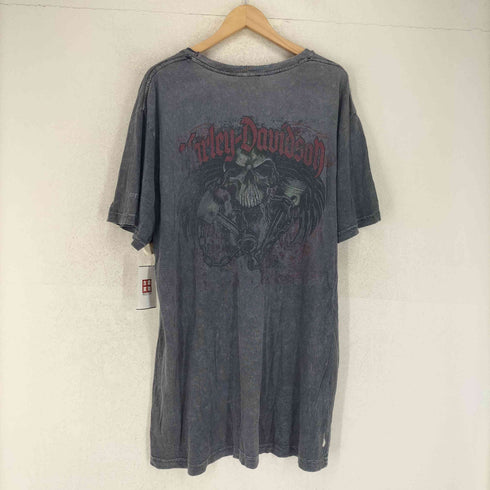 ハーレーダビッドソン HARLEY-DAVIDSON ダメージ加工 スカル タイダイ クルーネック 半袖 Tシャツ ビッグサイズ メンズ