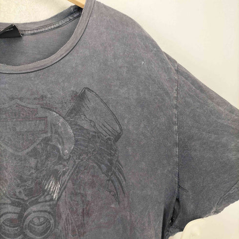 ハーレーダビッドソン HARLEY-DAVIDSON ダメージ加工 スカル タイダイ クルーネック 半袖 Tシャツ ビッグサイズ メンズ