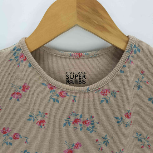 ホリデイ holiday SUPER RIB PUFF DRESS (FLOWER) スーパーリブパフドレス フラワー レディース