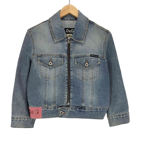 ディーアンドジードルチェアンドガッバーナ D&G DOLCE&GABBANA MADE IN ITALY イタリア製 ジップ デニム ジャケット レディース S