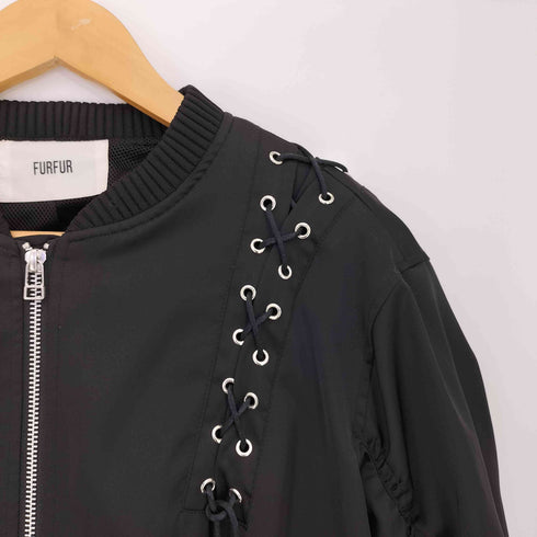 ファーファー furfur 25aw レースアップサテンブルゾン レディース ONE SIZE