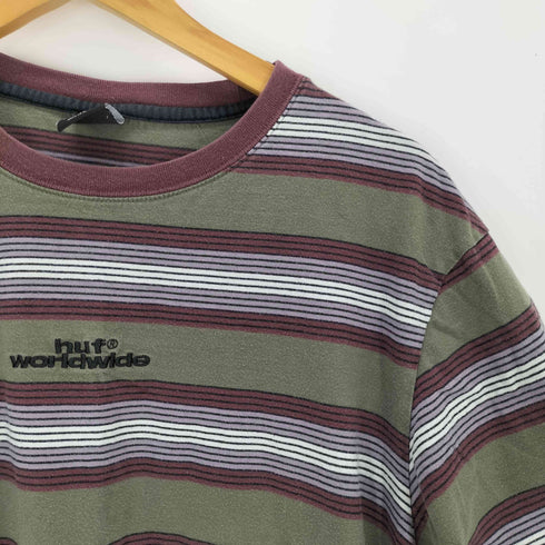 ハフ HUF ロゴ刺繍 ボーダー 半袖 Tシャツ メンズ XL