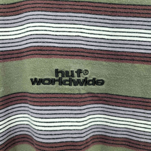 ハフ HUF ロゴ刺繍 ボーダー 半袖 Tシャツ メンズ XL