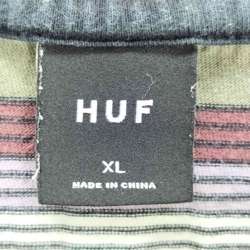 ハフ HUF ロゴ刺繍 ボーダー 半袖 Tシャツ メンズ XL