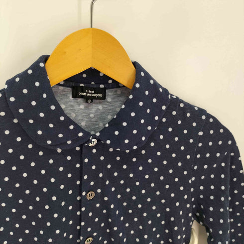 トリココムデギャルソン tricot COMME des GARCONS ドット柄 丸襟 5分袖シャツ レディース JPN:S