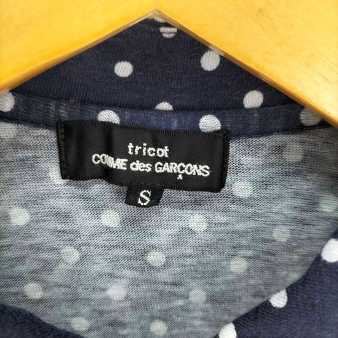 トリココムデギャルソン tricot COMME des GARCONS ドット柄 丸襟 5分袖シャツ レディース JPN:S