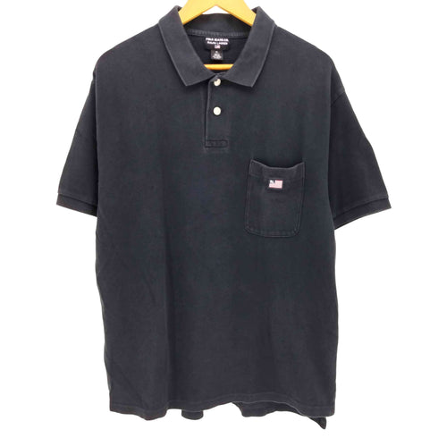 ポロジーンズカンパニーラルフローレン POLO JEANS COMPANY RALPH LAUREN 90-00S 黒タグ 星条旗 刺繍 S/S ポロシャツ メンズ import:XL