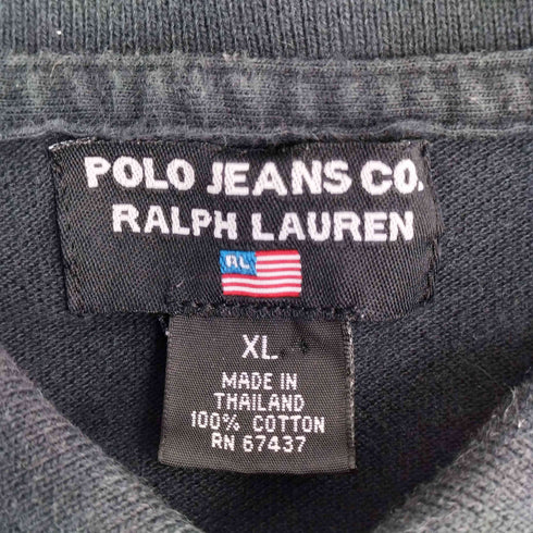ポロジーンズカンパニーラルフローレン POLO JEANS COMPANY RALPH LAUREN 90-00S 黒タグ 星条旗 刺繍 S/S ポロシャツ メンズ import:XL