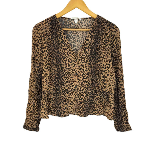 エイチアンドエム H&M Y2K レオパード柄 Vネック ペプラム ブラウス レディース 38P