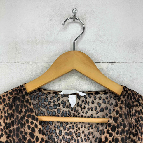 エイチアンドエム H&M Y2K レオパード柄 Vネック ペプラム ブラウス レディース 38P