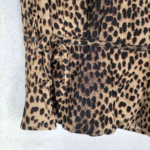エイチアンドエム H&M Y2K レオパード柄 Vネック ペプラム ブラウス レディース 38P