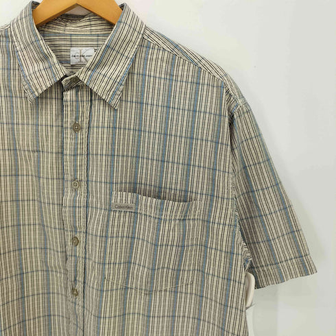 カルバンクラインジーンズ Calvin Klein Jeans ロゴ刺繍 チェック S/S レギュラーカラー シャツ メンズ import:L