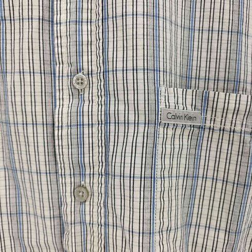 カルバンクラインジーンズ Calvin Klein Jeans ロゴ刺繍 チェック S/S レギュラーカラー シャツ メンズ import:L