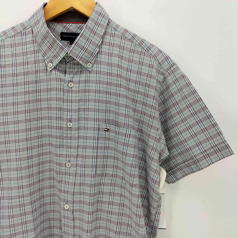トミーヒルフィガー TOMMY HILFIGER ロゴ 刺繍 チェック S/S ボタンダウン シャツ メンズ import:L