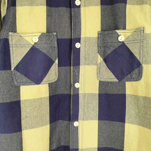 ヒューストン HOUSTON BLOCK CHECK VIYELLA SHIRT チェック柄 ダブルポケット シャツ メンズ import:XL
