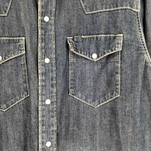 ヒューストン HOUSTON COTTON DENIM WESTERN SHIRT コットン デニム ウエスタンシャツ メンズ import:XL