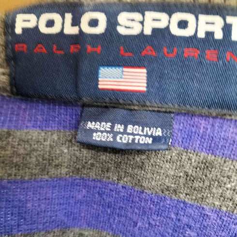 ポロスポーツラルフローレン POLO SPORT RALPH LAUREN 90S ロゴ刺繍 ボーダー ワッフル S/S ポロシャツ メンズ import:S