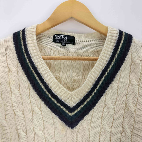 ポロバイラルフローレン Polo by RALPH LAUREN 80s 緑タグ ケーブル編み チルデンニット メンズ 160