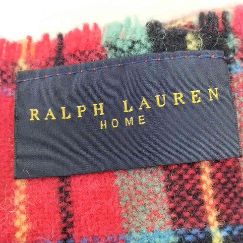 ラルフローレン RALPH LAUREN HOME スモールポニー刺繍 クリスマス タータンチェック 大判 フリンジマフラー メンズ 75×140