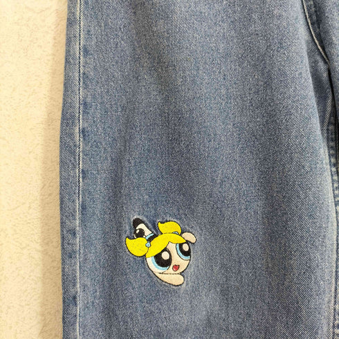 エイチアンドエム H&M キャラクター 刺繍 ジップフライ ワイド デニム パンツ Y2K レディース 34