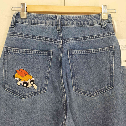 エイチアンドエム H&M キャラクター 刺繍 ジップフライ ワイド デニム パンツ Y2K レディース 34
