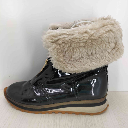 マークバイマークジェイコブス Marc by Marc Jacobs フロントジップ ボア エナメル ブーツ レディース 36