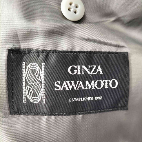 00s GINZA SAWAMOTO ギンザサワモト ウール ポリ 背抜き テーラードジャケット タック スラックス セットアップ メンズ