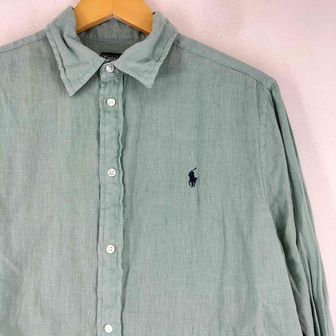 ポロバイラルフローレン Polo by RALPH LAUREN 90S スモールポニー刺繍 リネン 長袖 シャツ メンズ import:L