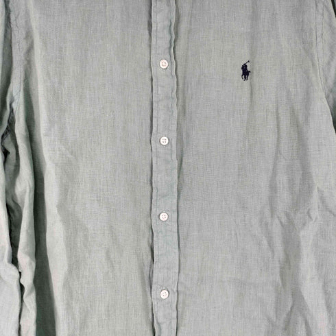 ポロバイラルフローレン Polo by RALPH LAUREN 90S スモールポニー刺繍 リネン 長袖 シャツ メンズ import:L