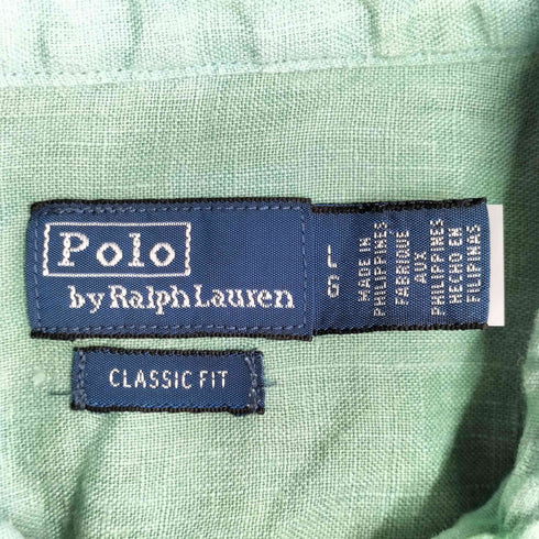 ポロバイラルフローレン Polo by RALPH LAUREN 90S スモールポニー刺繍 リネン 長袖 シャツ メンズ import:L