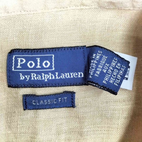 ポロバイラルフローレン Polo by RALPH LAUREN 90S スモールポニー刺繍 リネン 長袖 シャツ メンズ import:L