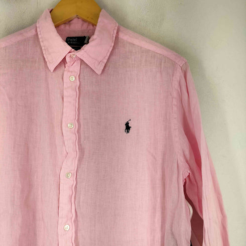 ポロバイラルフローレン Polo by RALPH LAUREN 90S スモールポニー刺繍 リネン 長袖 シャツ メンズ import:L