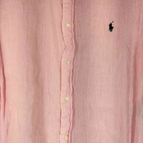 ポロバイラルフローレン Polo by RALPH LAUREN 90S スモールポニー刺繍 リネン 長袖 シャツ メンズ import:L