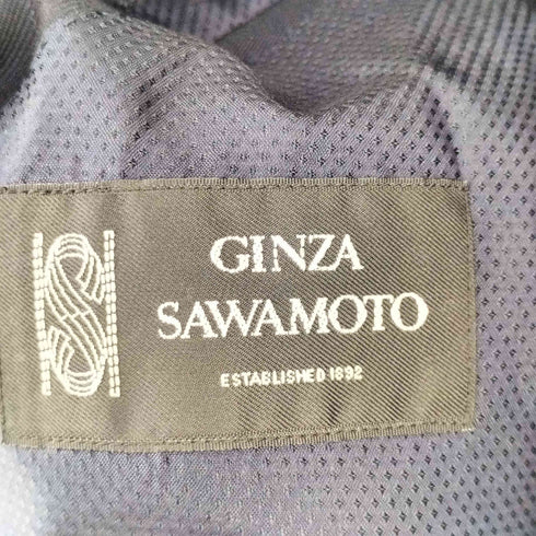 00s GINZA SAWAMOTO ギンザサワモト ウール ストライプ テーラードジャケット ツータック スラックス セットアップ メンズ