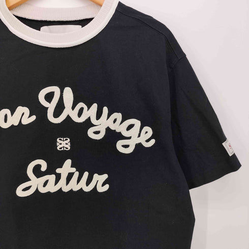 SATUR BON VOYAGE 立体ロゴ 半袖 リンガー Tシャツ レディース