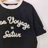SATUR BON VOYAGE 立体ロゴ 半袖 リンガー Tシャツ レディース