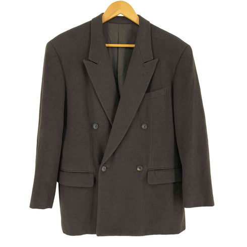 イッセイミヤケ ISSEY MIYAKE 80-90S 黒タグ カシミヤ混 ウール ダブルブレスト ジャケット 1タック センタープレス パンツ 2ピース セットアップ メンズ M