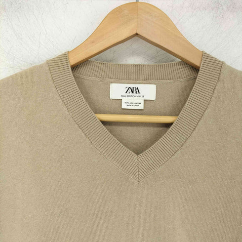 ザラ ZARA 25AW MAN EDITION コットンラミー Vネックセーター メンズ JPN:L