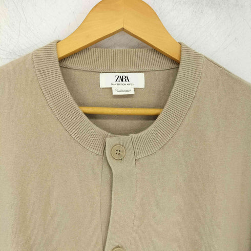 ザラ ZARA 25AW MAN EDITION コットンラミー クルーネックカーディガン メンズ JPN:L