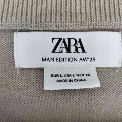 ザラ ZARA 25AW MAN EDITION コットンラミー クルーネックカーディガン メンズ JPN:L