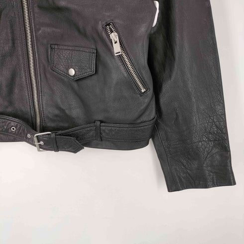 ザラ ZARA Cowhide Double Leather Motorcycle Jacket 水牛革 本革 シボ カウレザー ダブル ライダース ジャケット メンズ import:XL