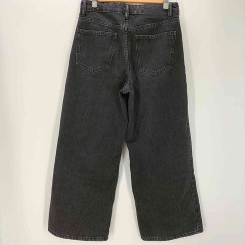ザラ ZARA ウォシュド ブラック ワイド バギー デニム パンツ レディース 38