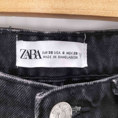 ザラ ZARA ウォシュド ブラック ワイド バギー デニム パンツ レディース 38