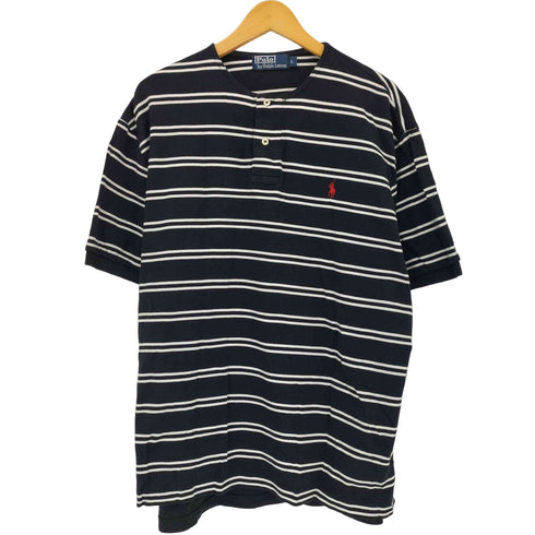 ポロバイラルフローレン Polo by RALPH LAUREN ポニー刺繍 ヘンリーネック ボーダーTシャツ メンズ L