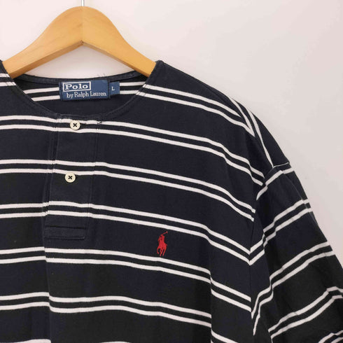 ポロバイラルフローレン Polo by RALPH LAUREN ポニー刺繍 ヘンリーネック ボーダーTシャツ メンズ L