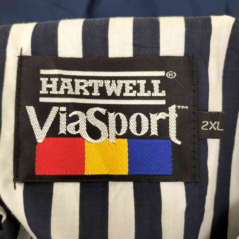 ハートウェル HARTWELL Viasport 裏地ストライプ柄 ジップアップナイロンジャケット メンズ 2XL