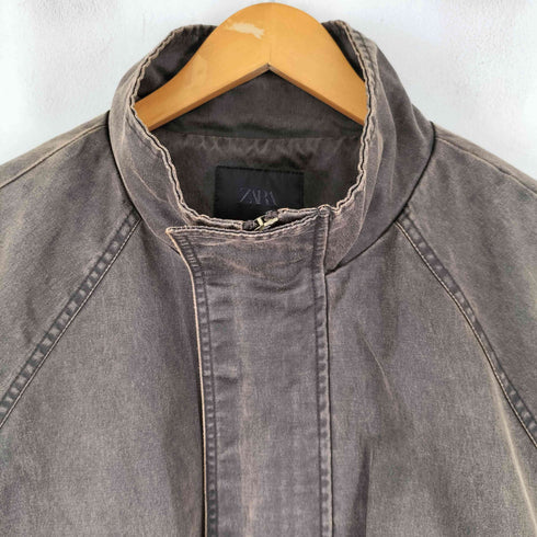 ザラ ZARA ウォッシュドチェックワックスフィニッシュジャケット レディース import:M