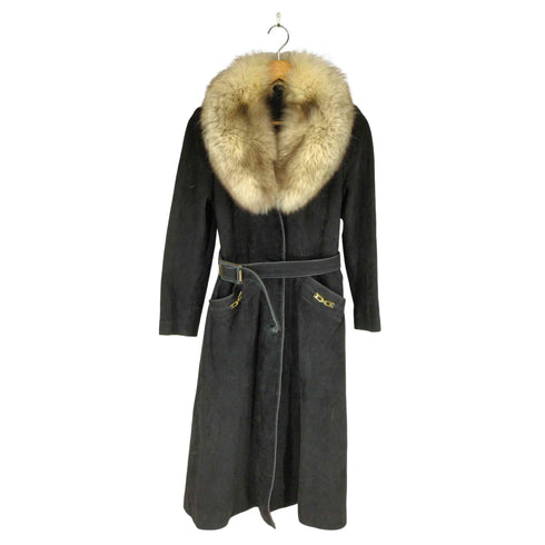 suede&fur 襟ファー スエードロングコート レディース JPN:9号